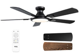 TCL Ceiling Fans with Lights, 52 Inch Low Profile Ceiling Fan with Light and Remote Control, Flush Mount, DC Reversible Motor, Noiseless, 6 Speeds Ceiling Fan for Bedroom (Black)