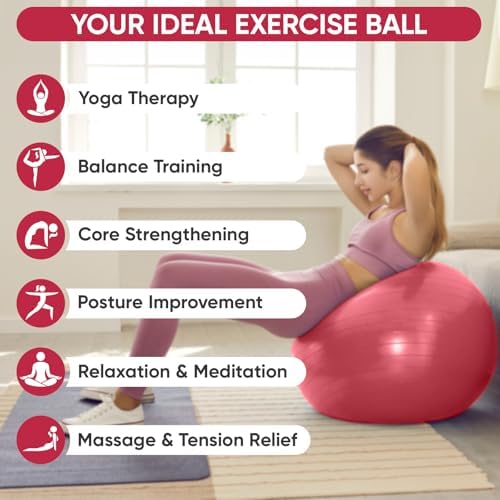APEXUP Yoga & Pilates Ball - Anti Slip Heavy Duty Gym Ball for Fitness, Balance & Core Workout