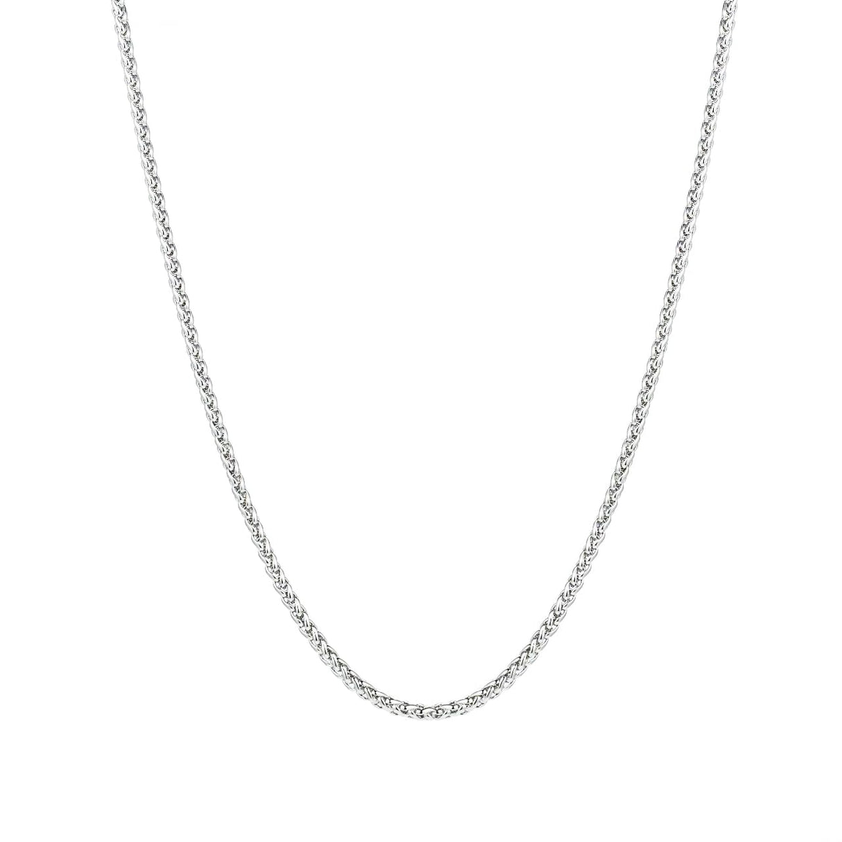 OLARCU 2.5mm/4mm Silver Stainless Steel Wheat Chain Necklace Jewelry for Men (2.5mm-Silver, 26 Inches)