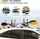 Kayak Roof Rack, Aluminum Kayak Carrier Folding J-Style Universal 4-in-1 Multifunction for Canoe, SUP, Kayaks, Surfboard Rooftop Mount on SUV, Car and Truck Crossbars
