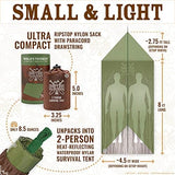 World's Toughest Ultralight Survival Tent • 2 Person Mylar Emergency Shelter Tube Tent + Paracord • Year-Round All Weather Protection for Hiking, Camping, & Outdoor Survival Kits