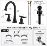 Bathroom Faucets for Sink 3 Hole, Hurran Oil Rubbed Bronze Bathroom Sink Faucet with Pop-up Drain and Supply Lines, Stainless Steel Lead-Free Widespread Faucet for Vanity RV Farmhouse