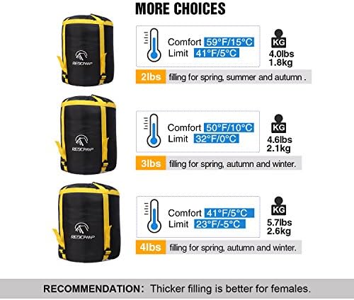 REDCAMP Cotton Flannel Sleeping Bag for Camping Backpacking, Adults Cold Weather Envelope Sleeping Bags with 2/3/4lbs Filling