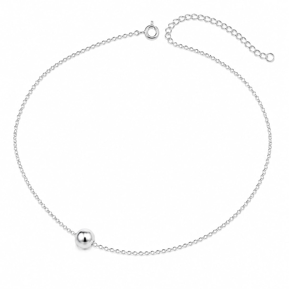 Anika Bella Ball Choker Necklace, Dainty Bead Pendant, Waterproof Minimalist Jewelry for Women (Silver)