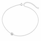 Anika Bella Ball Choker Necklace, Dainty Bead Pendant, Waterproof Minimalist Jewelry for Women (Silver)