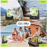 Portable Battery Powered Fan with 4 Lights, 20000mAh Battery Operated Fans with Remote, Outdoor Camping Fan Rechargeable, 4 Speed, 4 Timer for Picnic, Barbecue, Fishing, Home