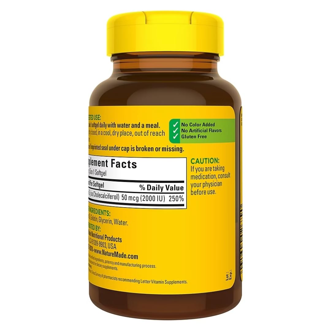 Nature Made Vitamin D3 2000iu 320 Ct. Soft Gels (Packaging May Vary)