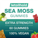 Sea Moss Gummies - Irish Sea Moss Gummies Advanced for Adults with Ashwagandha Bladderwrack & Burdock Root for Supports Immune，Energy - 60 Vegan Gummy,2PCS