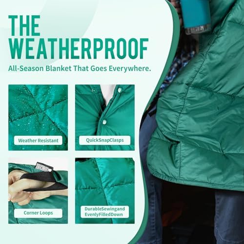 covacure Camping Blanket - Outdoor Travel Blanket, Packable, Puffy Blanket, Lightweight & Warm Quilt for Camping, Hiking, Backpacking, Outdoors, Travel, Beach（Blue）