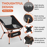 MARCHWAY Ultralight Folding Camping Chair, Heavy Duty Portable Compact for Outdoor Camp, Travel, Beach, Picnic, Festival, Hiking, Lightweight Backpacking (Orange)