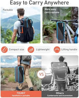 TOURIT Folding Beach Chair with Sunshade, Portable Camping Backpack Chair with Head Support, Low Profile, Lightweight High Back Design for Adults, UPF 50+ Sun Protection, Supports 380 lbs, Black