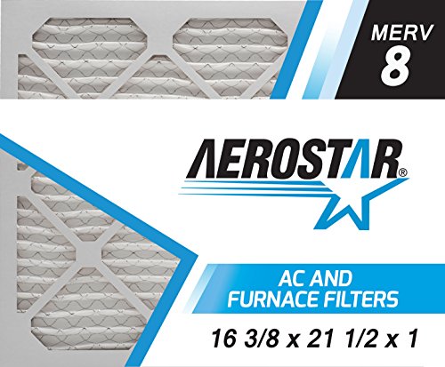 Aerostar 16.375x21.5x1 MERV 8 - 6 Count - High Efficiency Pleated HVAC, Furnace & Air Conditioner Filters - Removes Dust, Lint, Mold & Allergy-Causing Pollen