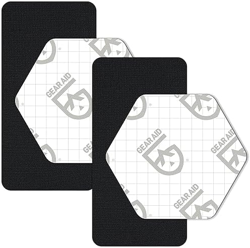 Gear AID Tenacious Tape Gore-TEX Fabric Patches for Quickly Fixing Holes and Tears in Jackets, Gloves, Rain and Ski Pants, Black, 2.5” x 2.8” Hexagon, 2.5” x 4” Rectangle