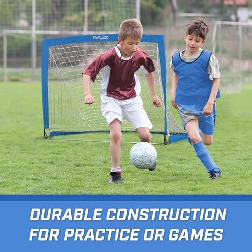 GoSports Portable Soccer Goals for Kids - 13 Color Options - Choose 4 x 3 ft or 6 x 4 ft - Team Tone Pop Up Nets for Backyard