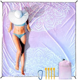 Beach Blanket Waterproof Sandproof Extra Large Beach Mat 79" X 83"/120"x108"for 1-8 Adults Quick Drying Durable Outdoor Picnic Mat for Beach Travel Camping Hiking