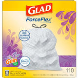 Glad ForceFlex Drawstring Trash Bags, 13 Gallon, Gain Lavender, 110 Count (Package May Vary)