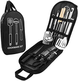 Camping Cooking Utensils Set, Stainless Steel Grill Tools, Camping BBQ Cookware Gear and Equipment for Travel Tenting RV Van Picnic Portable Kitchen Essentials Accessories