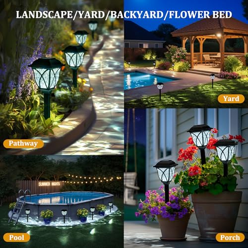 GIGALUMI 8 Pack Solar Lights Outdoor Waterproof, LED Solar Garden Lights, Outdoor Decorations, Garden Decor for Yard, Patio, Landscape, Planter, Walkway (Cold White)
