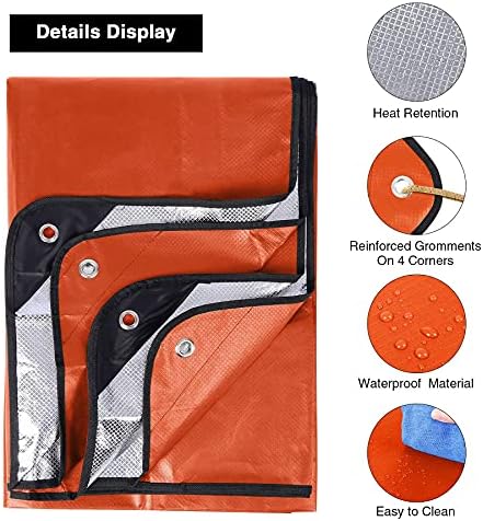 RedSwing Heavy Duty Survival Blanket, Waterproof Emergency Thermal Tarp, Multipurpose Reflective Insulated All Weather Blankets for Camping Hiking, Orange