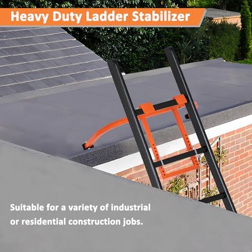 Ladder Stabilizer, Thickened Heavy Duty Steel Ladder Stabilizer with Wing Span/Wall Extension Accessory, Secure and Stable Ladder Standoff Arms for Roof Gutter with Anti-Slip Rubber Feet & Tool Tray