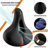 ROCKBROS Bike Seat Comfort Bike Saddle Mountain Bicycle Accessories for Men Women Soft Wide Bike Seat Cushion Dual Shock Absorbing with Reflective Strip