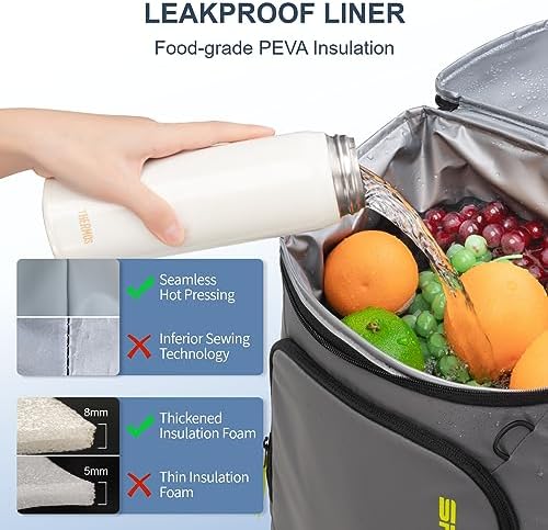 Backpack Cooler Insulated Leak Proof 30/45 Cans, 2 Insulated Compartments Thermal Bag, Portable Lightweight Beach Travel Camping Lunch Backpack for Men and Women