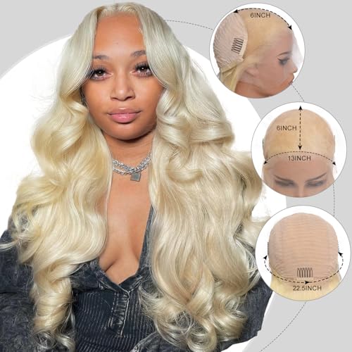 Alimoonbeam 613 13x6 Lace Front Wig Human Hair 200 Density Blonde Body Wave Lace Front Wigs Blonde Wig Human Hair Hd Lace Frontal Wigs 13x6 (30 Inch)