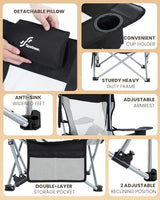 Sportneer Beach Chair: Adjustable Folding Chair with Cup Holder & Side Pocket - Portable & Compact Beach Chairs for Adults with Reclining Positions for Camping Picnic and Outdoor, Black