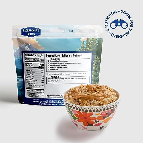 Backpacker's Pantry Peanut Butter Banana Oatmeal | Freeze Dried Backpacking & Camping Food | Emergency Food | 16 Grams of Protien, Vegan, Gluten-Free | 6 Count