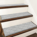 COSY HOMEER Edging Stair Treads Non-Slip Carpet Mat 28inX9in Indoor Stair Runners for Wooden Steps, Edging Stair Rugs for Kids and Dogs, 100% Polyester TPE Backing (4pc, Grey)