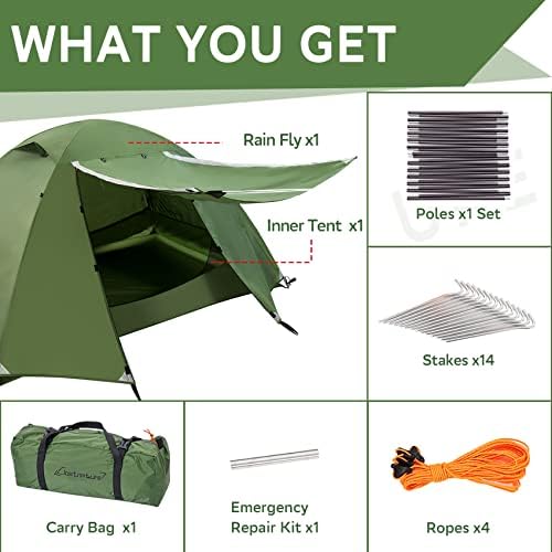 Clostnature Polaris Lightweight Backpacking Tent - 1/1.5/2/3/4/6 Person Ultralight Waterproof Camping Tent, 3 Season Large Size Easy Setup Tent for Family, Outdoor, Hiking and Mountaineering