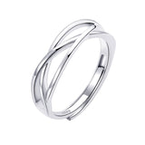 OOOPEL Sterling Silver Adjustable Ring S925 Silver Rings for Women Cubic Zirconia Twist Love Knot Dainty Ring Silver Minimalist Open Finger Rings Silver Thumb Sterling Silver Ring