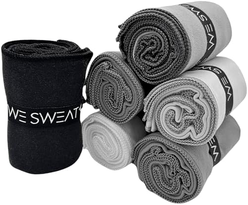 We Sweat’s (6 Pack) Microfiber Gym Towels, Silver ION Odor-Free Absorbent Fiber, Fast Drying Men & Women Workout Gear for Body Sweat, Towels, Sports Exercise Fitness Gear