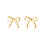 SLUYNZ Solid 925 Sterling Silver Tiny Bow Earrings Stud for Women Teen Girls Small Bowknot post Stud Earrings (B-Gold Plated)