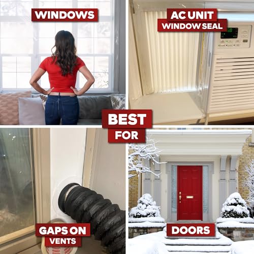 XFasten Transparent Window Weather Stripping Tape 2”x30yds (3-Pack Total 90yds), No Residue Insulation Tape for Windows and Doors, Winter Window Seal