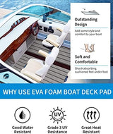 OCEANBROAD EVA Foam Boat Flooring with 3M Adhesive Backing Marine Self-Adhesive Decking 96''x45.6''/36''/28.8''/16.8'', 48''x16.8'' Faux Teak Sheet for Jon Boats Swim Platform Helm Pad RV Floor