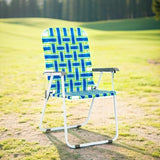 VINGLI Patio Lawn Webbed Folding Chairs 1 Piece, Outdoor Beach Chair Portable Dining Chair for Outdoor Yard, Garden (Blue, Classic)