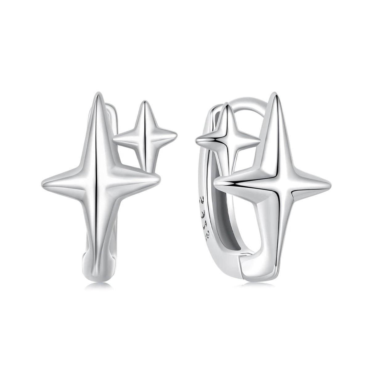 MUNDELL Silver Star Huggie Hoop Earrings for Women Hypoallergenic Earrings