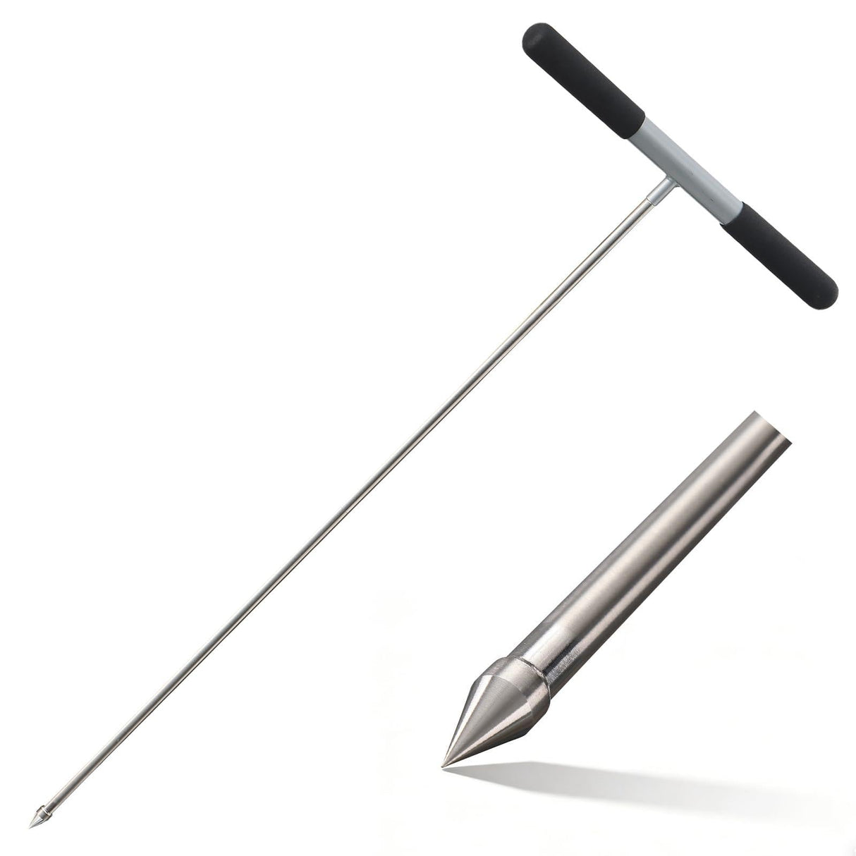 Soil Probe Rod, 33"-48" Septic Tank Locator Tool, Stainless Steel Probing Rod, Ground Probe Rod with T Handle, Ground Rod Tool for Soil Compaction, Gardening, Locating Underground Pipes & Gopher Runs