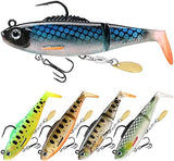TRUSCEND Pre-Rigged Soft Fishing Lures, Well-Made Easy Catching Lures for Family Fishing, Great Action Swimbaits with Spinner, All-Conditions Fishing Gear for Bass Trout Walleye, Crappie Fishing Jigs