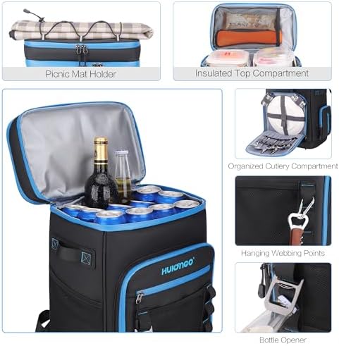 Large Waterproof Insulated Cooler Backpack for Men & Women, Leak Proof Cooler Backpack for Camping, Beach, Fishing, Picnic, Travel, Outdoor, 30L, 48Cans