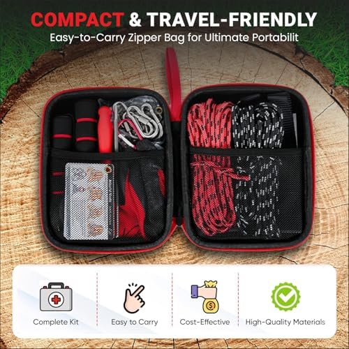 48 Inch High Limb Rope Saw – 360 Rope Chain Saw for Manual Tree Limb Cutting – Sharp Hand Chainsaw with Dual-Sided Blades – Fast and Easy Pocket Chainsaw with Ergonomic Handles and Carrying Case