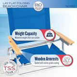 RIO beach Classic 5-Position Lay-Flat Folding Beach Chair, 30.8" x 24.75" x 29.5", Cool Blue Stripes, Pink/White/Beige/Black, 1 Count (Pack of 1)