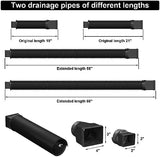 2 Pack Rain Gutter Downspout Extensions, Flexible Downspout Extender with 58"+68" Extendable Pipes for Rain Water Drainage, Durable Down Spout Drain Extension with Connector (Black)