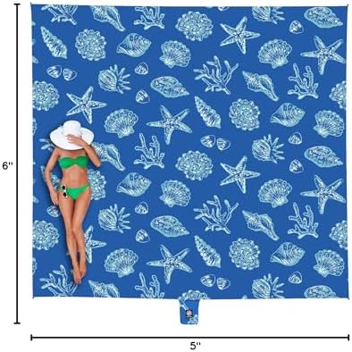 WEKAPO Beach Blanket Waterproof Sandproof Oversized, Extra Large Beach Mat Sand Free, Lightweight & Compact Sand Free Mat with 6 Stakes & 4 Corner Pockets