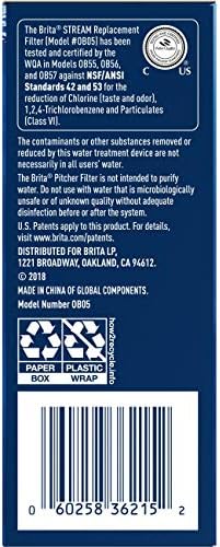 Brita Stream Pitcher Water Filter for Pitchers and Dispensers, BPA-Free, Replaces 1,800 Plastic Water Bottles a Year, Lasts Two Months or 40 Gallons, Includes 3 Filters