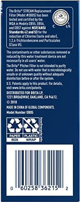 Brita Stream Pitcher Water Filter for Pitchers and Dispensers, BPA-Free, Replaces 1,800 Plastic Water Bottles a Year, Lasts Two Months or 40 Gallons, Includes 3 Filters