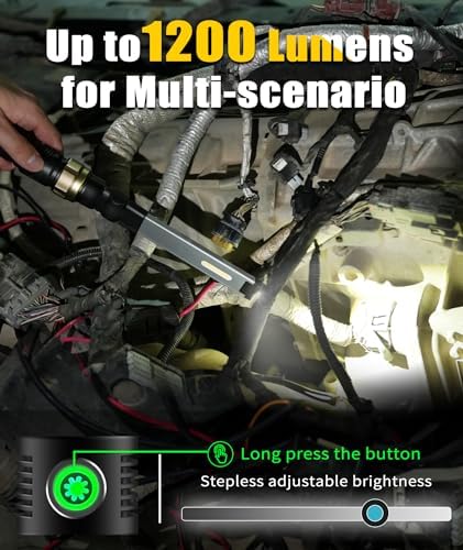 Rechargeable Work Light - 5000mAh Magnetic Flashlight with 360° Rotate Foldable Design, 1200 Lumens Led Work Light, 3 Lighting Modes Mechanic Light for Car Repairing/Emergency