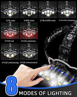 Victoper Rechargeable Headlamp 2 Pack, 8 LED High Lumen Bright Head Lamp with Red Light, Lightweight USB Head Light, 8 Mode Waterproof Head Flashlight for Outdoor Running Hunting Camping Gear, Black