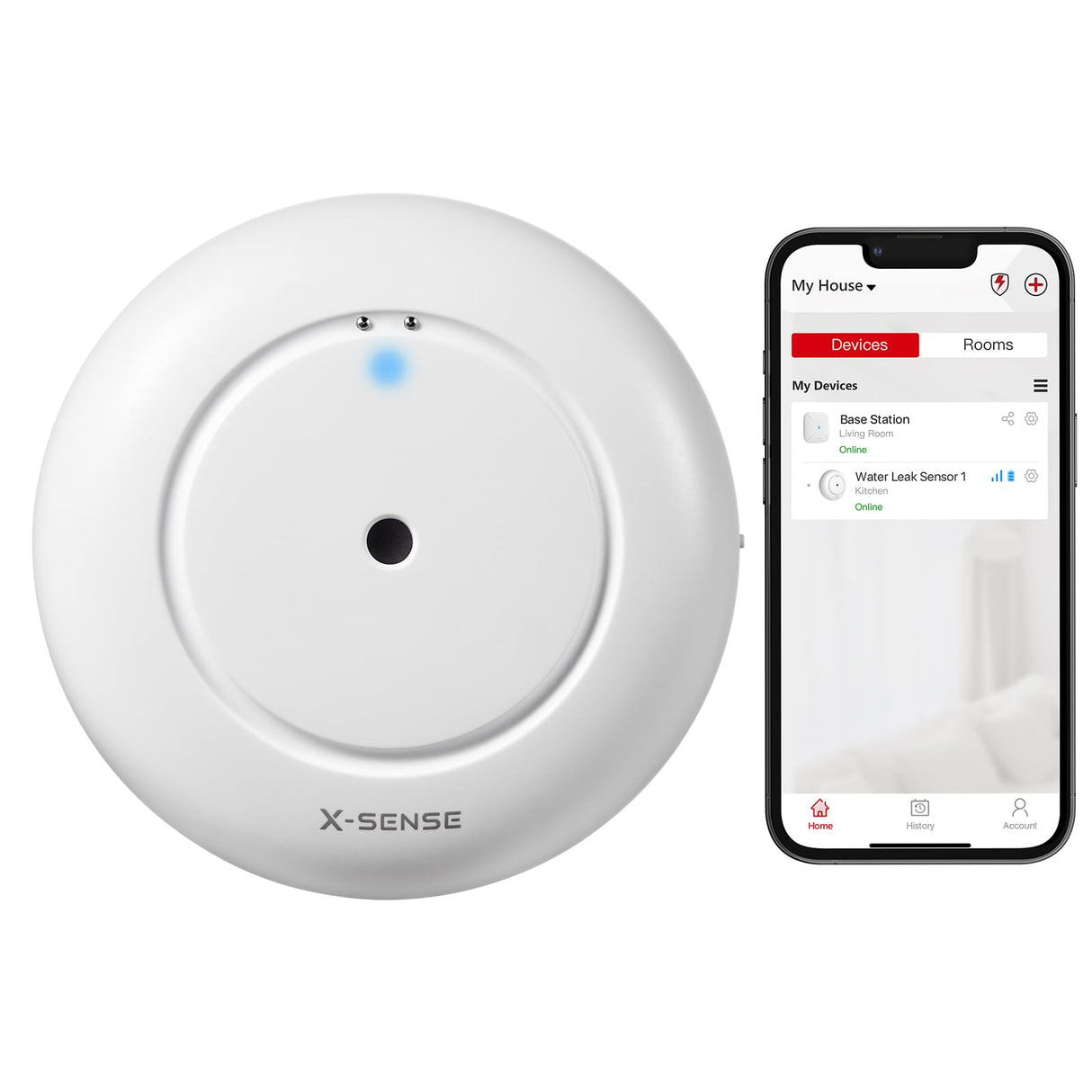 X-Sense Wi-Fi Water Sensor, Accessory for SWS54 Water Sensor Kit, SBS50 Base Station Required, Model SWS51, 1-Pack